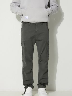 Jednobarevné kalhoty Alpha Industries šedé