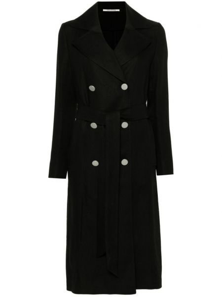 Λινό παλτό Tagliatore μαύρο