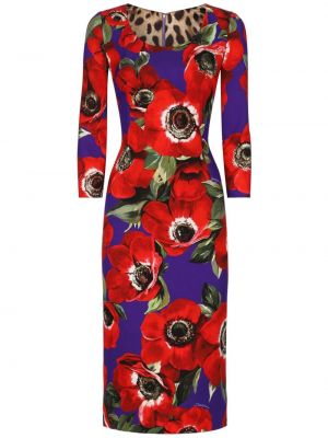 Midi haljina s printom Dolce & Gabbana ljubičasta