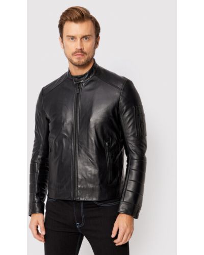Kožená bunda Karl Lagerfeld - černá