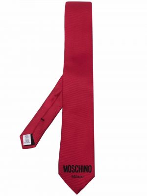 Corbata de seda con estampado Moschino rojo