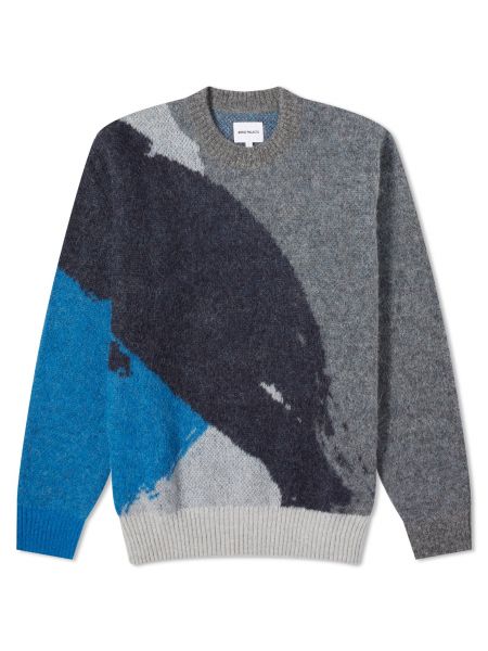 Жаккардовый меланжевый свитер из альпаки Norse Projects серый