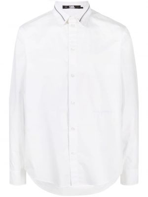 Βαμβακερό πουκάμισο με φερμουάρ Karl Lagerfeld λευκό
