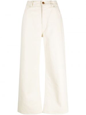 Bavlněné volné kalhoty s nízkým pasem s kapsami Chloé - bílá