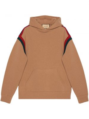 Svītrainas vilnas kapučdžemperis Gucci bēšs