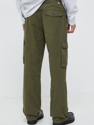 Jednobarevné bavlněné kalhoty Les Deux zelené