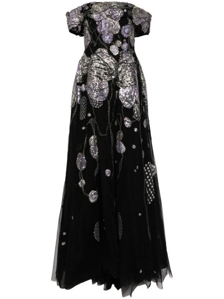 Robe trapèze avec perles Saiid Kobeisy noir