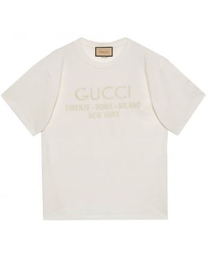 Bavlnené tričko s výšivkou Gucci biela