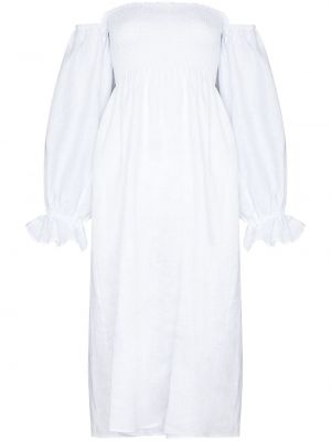 Λινή μίντι φόρεμα Sleeper λευκό