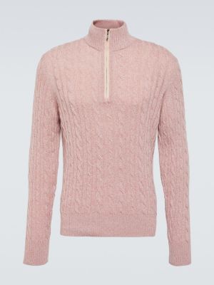 Kašmírový sveter na zips Loro Piana ružová