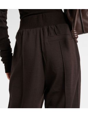Kašmírové vlněné rovné kalhoty Loewe hnědé