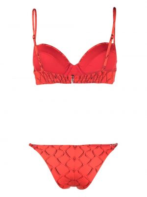 Bikini z nadrukiem w abstrakcyjne wzory Noire Swimwear czerwony