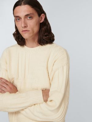 Жакардов вълнен пуловер Lanvin бяло