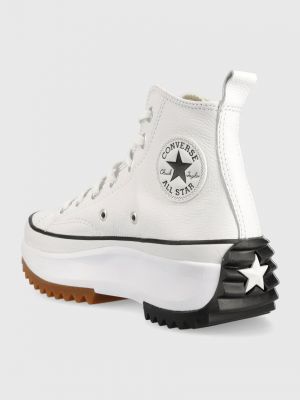Pantofi din piele cu platformă cu stele Converse alb