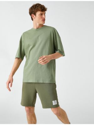 Čipkované šnurovacie šortky Koton khaki