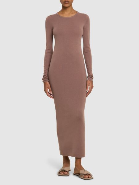 Sukienka długa z kaszmiru bawełniana w wężowy wzór Extreme Cashmere