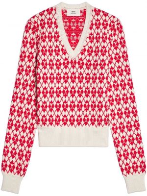 Sweter z wzorem argyle Ami Paris