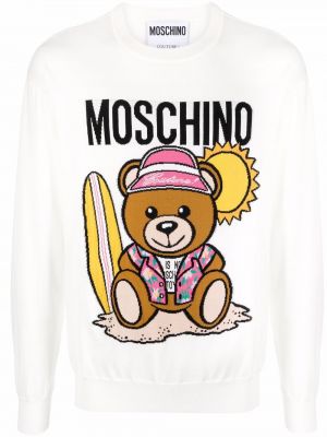 Bomull lang genser Moschino hvit