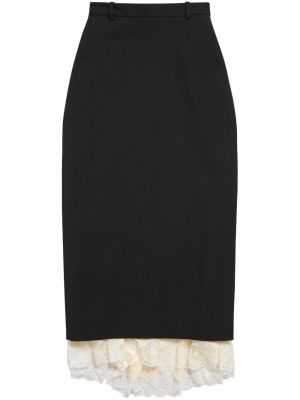 Krajkové vlněné sukně Balenciaga černé