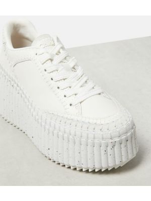 Sneakers di pelle con platform Chloé bianco