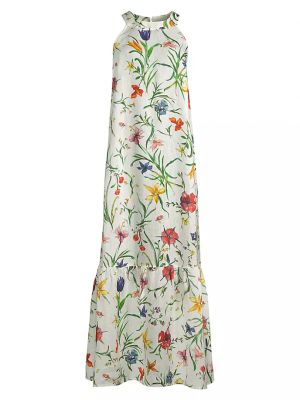 Льняное длинное платье в цветочек с принтом 120% Lino