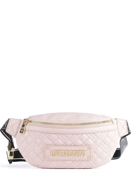 Кожаная поясная сумка из искусственной кожи Love Moschino розовая