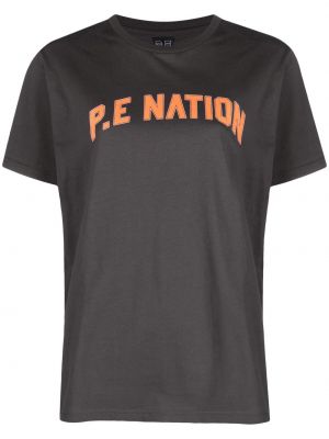 Тениска с принт с къс ръкав P.e Nation сиво