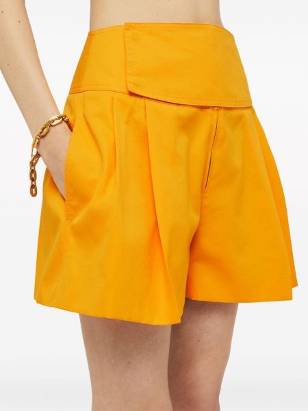 Shorts en coton plissées Jil Sander orange