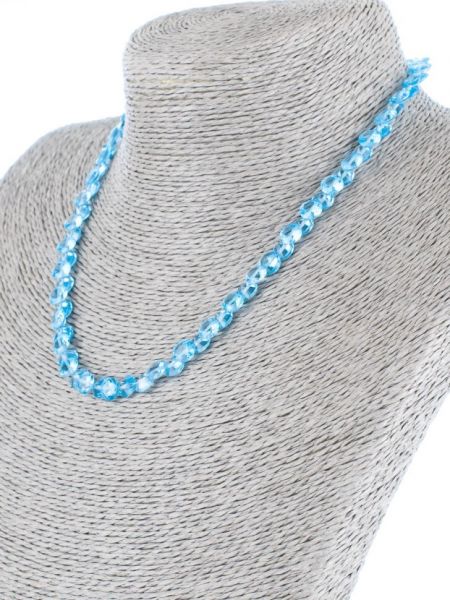 Ожерелье бусики-колечки голубое