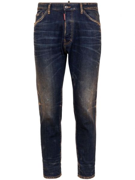 Blugi skinny slim fit cu imagine Dsquared2 albastru