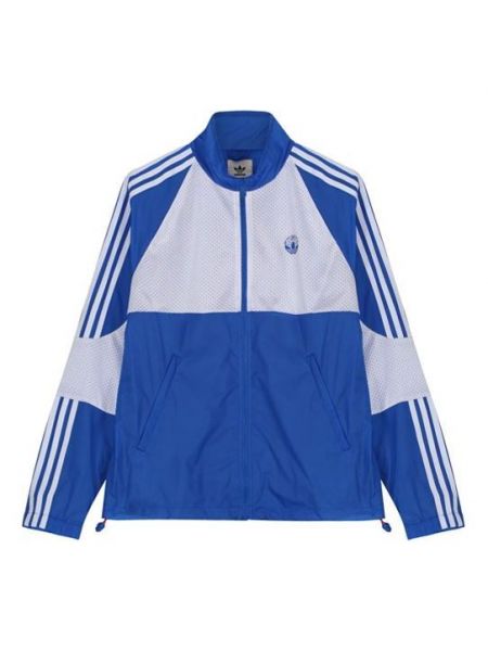 Куртка в полоску с воротником стойка Adidas синяя
