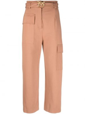 Rovné kalhoty s přezkou Pinko hnědé