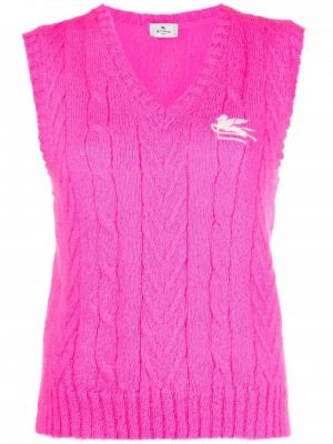 Pletená vesta s výšivkou Etro ružová