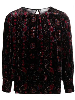 Velours bluse mit print mit paisleymuster Pierre-louis Mascia schwarz