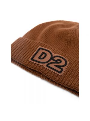 Dzianinowa czapka Dsquared2 brązowa