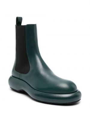 Ankle boots skórzane Jil Sander zielone