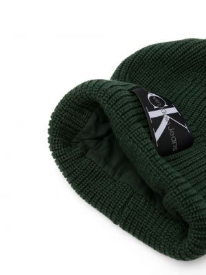 Dzianinowa czapka Calvin Klein Jeans zielona
