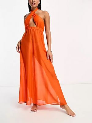 Длинное платье Vero Moda оранжевое