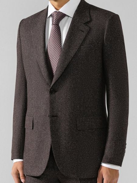 Шелковый шерстяной костюм Brioni коричневый