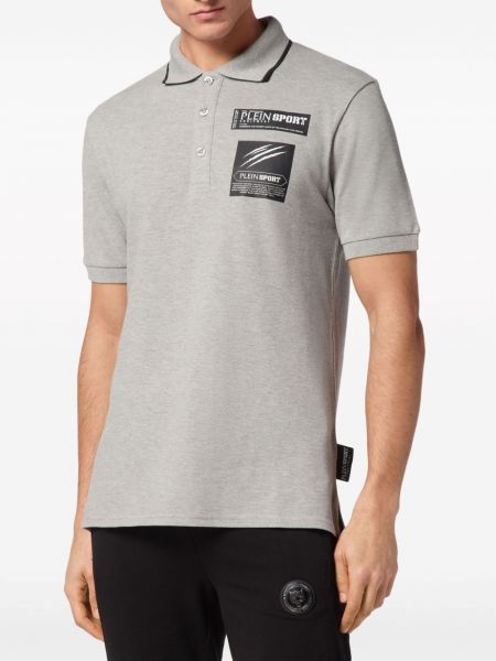 Kokvilnas polo krekls ar apdruku Plein Sport pelēks