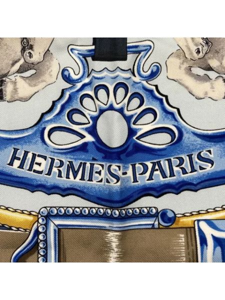 Jedwabna szal retro Hermès Vintage niebieska