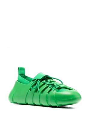 Sneakersy sznurowane bez obcasa koronkowe Bottega Veneta zielone
