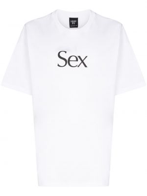 T-shirt z printem More Joy, biały