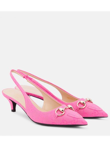Полуотворени обувки с отворена пета Gucci розово