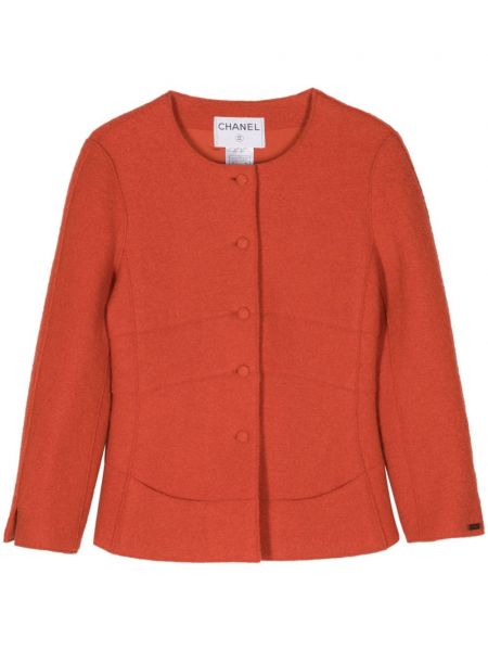 Vlněná dlouhá bunda Chanel Pre-owned oranžová