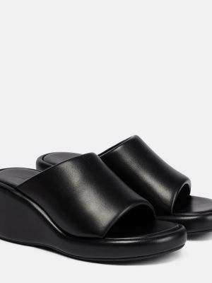 Kožené sandály na klínovém podpatku Balenciaga černé