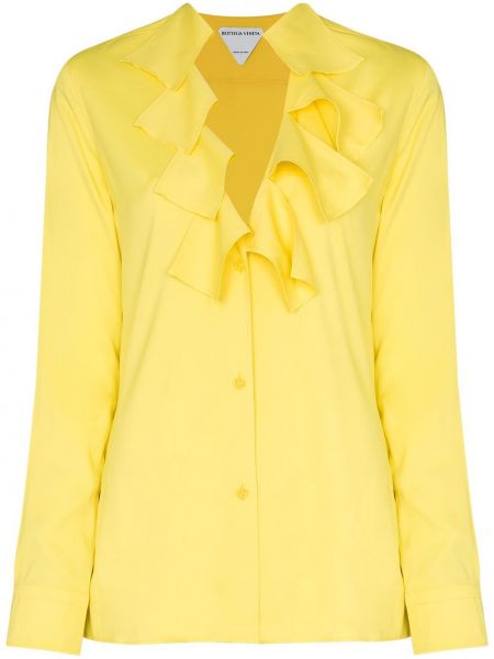 Blusa con botones con volantes Bottega Veneta amarillo