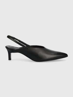 Ниски обувки с ток с висок ток с отворена пета Calvin Klein черно