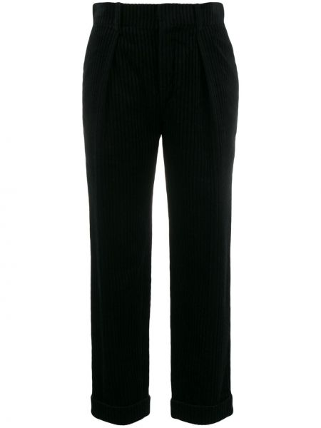 Pantalones de cintura alta de pana Saint Laurent negro