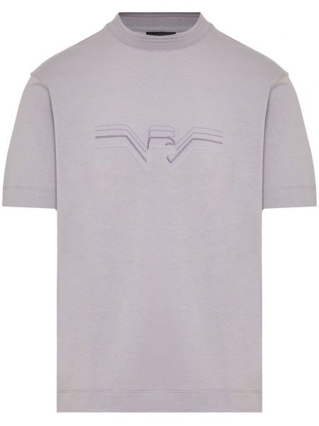 Βαμβακερή μπλούζα με σχέδιο Emporio Armani μωβ